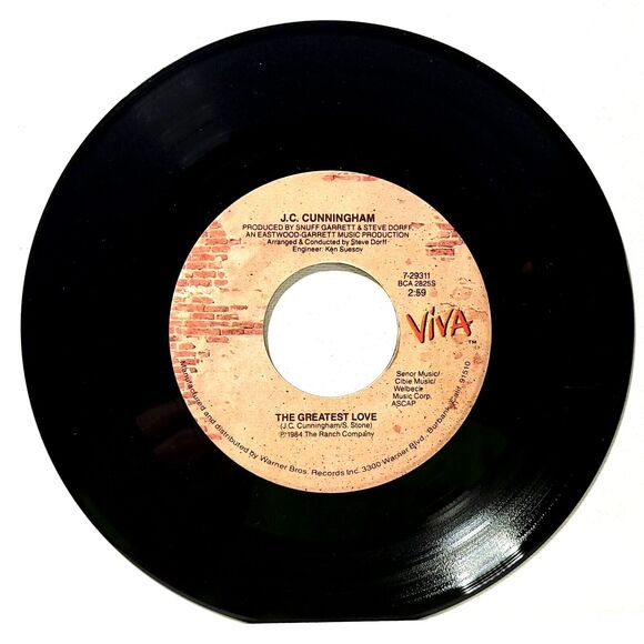 J.C. Cunningham ‎45 Light Up / The Greatest Love on Viva VG+ Country - Picture 2 of 2